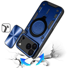 For iPhone 17 Pro Max Case Magnetic Circle Stand Sliding Cover + Tempered Glass