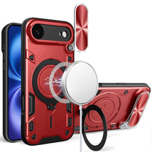 For iPhone Air Case Magnetic Circle Stand Sliding Lens Cover + Tempered Glass