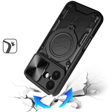 For iPhone 17 Case Magnetic Circle Stand Sliding Lens Cover + Tempered Glass