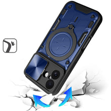 For iPhone 17 Case Magnetic Circle Stand Sliding Lens Cover + Tempered Glass