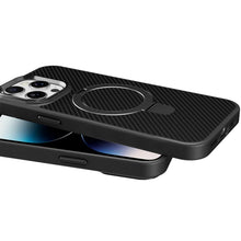 For iPhone 14 PRO MAX 6.7 in. Case Carbon Fiber Print Magnetic Circle Ring Stand