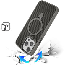 For iPhone 14 PRO MAX 6.7 in. Case Carbon Fiber Print Magnetic Circle Ring Stand