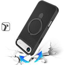 For iPhone Air Case Carbon Fiber Print Metal Stand Magnetic + Tempered Glass