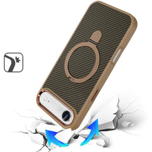 For iPhone Air Case Carbon Fiber Print Metal Stand Magnetic + Tempered Glass