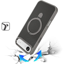 For iPhone Air Case Carbon Fiber Print Metal Stand Magnetic + Tempered Glass