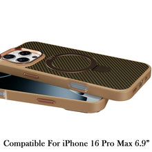 For iPhone 16 PRO MAX Case Carbon Fiber Print Ring Stand Circle + Tempered Glass