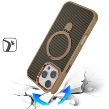 For iPhone 16 PRO MAX Case Carbon Fiber Print Ring Stand Circle + Tempered Glass