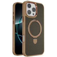 For iPhone 16 PRO MAX Case Carbon Fiber Print Ring Stand Circle + Tempered Glass