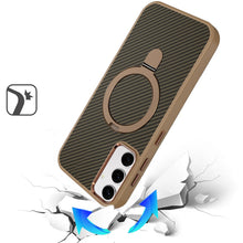 For Samsung S25+/S24+ Case Carbon Fiber Print Ring Stand Circle + Tempered Glass