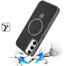 For Samsung S25+/S24+ Case Carbon Fiber Print Ring Stand Circle + Tempered Glass