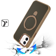 For iPhone 11 6.1 in. Case Carbon Fiber Print Ring Stand Circle + Tempered Glass