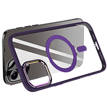 For iPhone 16 Plus 6.7in Case Magnetic Circle RingStand Chrome + Tempered Glass