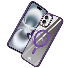 For iPhone 16 Plus 6.7in Case Magnetic Circle RingStand Chrome + Tempered Glass