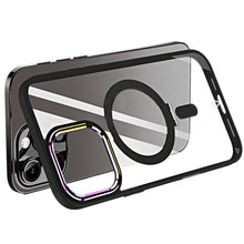 For iPhone 16 Pro 6.3in Case Magnetic Circle RingStand Chrome + Tempered Glass