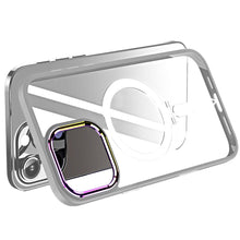 For iPhone 16 Pro 6.3in Case Magnetic Circle RingStand Chrome + Tempered Glass