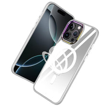 For iPhone 16 Pro 6.3in Case Magnetic Circle RingStand Chrome + Tempered Glass