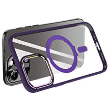 For iPhone 16 Pro 6.3in Case Magnetic Circle RingStand Chrome + Tempered Glass