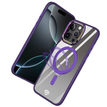 For iPhone 16 Pro 6.3in Case Magnetic Circle RingStand Chrome + Tempered Glass