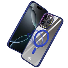 For iPhone 16 Pro 6.3in Case Magnetic Circle RingStand Chrome + Tempered Glass