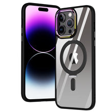 For iPhone 12 Pro Max Case Magnetic Circle Stand Chrome Clear + Tempered Glass
