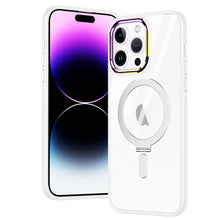 For iPhone 12 Pro Max Case Magnetic Circle Stand Chrome Clear + Tempered Glass
