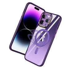 For iPhone 12 Pro Max Case Magnetic Circle Stand Chrome Clear + Tempered Glass