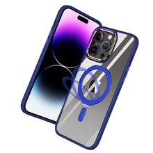 For iPhone 12 Pro Max Case Magnetic Circle Stand Chrome Clear + Tempered Glass