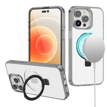 For iPhone 13/14 Case Magnetic Circle w/ Stand Translucent Grip + Tempered Glass