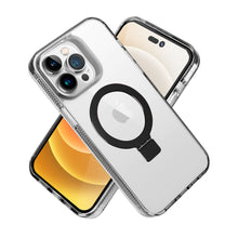 For iPhone 13/14 Case Magnetic Circle w/ Stand Translucent Grip + Tempered Glass