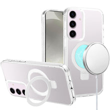 For Samsung S25+/S24+ Case Magnetic Circle Stand Translucent + Tempered Glass