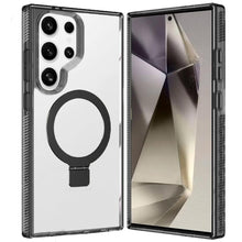 For Samsung S25 Ultra Case Magnetic Circle Stand Translucent + Tempered Glass