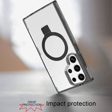 For Samsung S25 Ultra Case Magnetic Circle Stand Translucent + Tempered Glass
