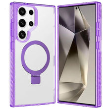 For Samsung S25 Ultra Case Magnetic Circle Stand Translucent + Tempered Glass
