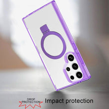 For Samsung S25 Ultra Case Magnetic Circle Stand Translucent + Tempered Glass