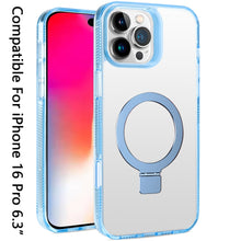 For iPhone 16 Pro 6.3in Case Magnetic Circle Translucent Grip + Tempered Glass
