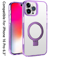 For iPhone 16 Pro 6.3in Case Magnetic Circle Translucent Grip + Tempered Glass