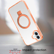 For iPhone 17 Case Magnetic Circle Metal Stand Translucent Grip + Tempered Glass