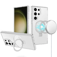For Samsung S23 Ultra Case Magnetic Circle Stand Translucent Border Grip Cover