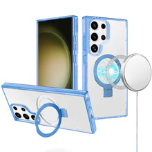 For Samsung S23 Ultra Case Magnetic Circle Stand Translucent Border Grip Cover