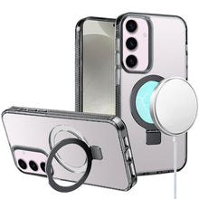 For Samsung S25/S24 Case Magnetic Circle Stand Translucent + Tempered Glass