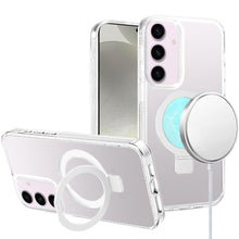 For Samsung S25/S24 Case Magnetic Circle Stand Translucent + Tempered Glass