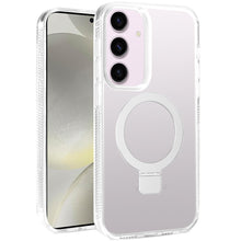 For Samsung S25/S24 Case Magnetic Circle Stand Translucent + Tempered Glass