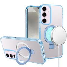 For Samsung S25/S24 Case Magnetic Circle Stand Translucent + Tempered Glass