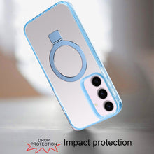 For Samsung S25/S24 Case Magnetic Circle Stand Translucent + Tempered Glass