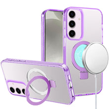 For Samsung S25/S24 Case Magnetic Circle Stand Translucent + Tempered Glass