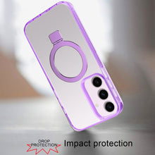 For Samsung S25/S24 Case Magnetic Circle Stand Translucent + Tempered Glass