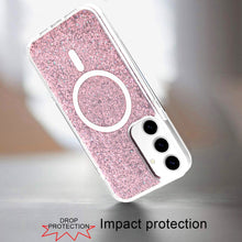 For Samsung S25+/S24+ Case Magnetic Circle Epoxy Full Glitter + Tempered Glass