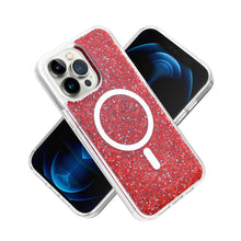 For iPhone 14 PRO Case Magnetic Circle Epoxy Full Colorful Glitter Phone Cover