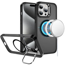 For iPhone 15 Pro Max Case Magnetic Circle Camera Lens Stand +2 Tempered Glass