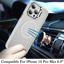 For iPhone 16 PRO MAX Case Magnetic Circle w/ Camera Lens Stand + Tempered Glass